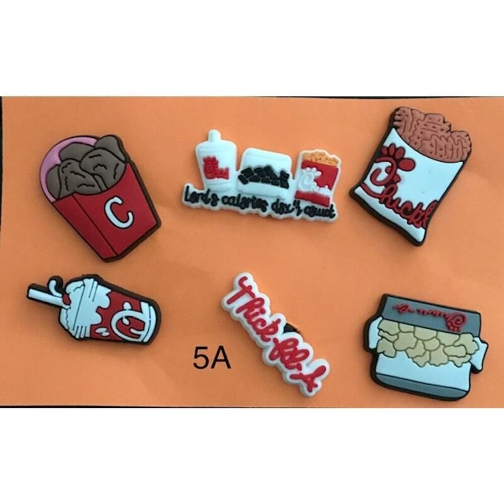 Charms/Shoe Charms, Backpack, Purse Cute Fast Foodie Chicken Lovers 6 Pcs/5B New